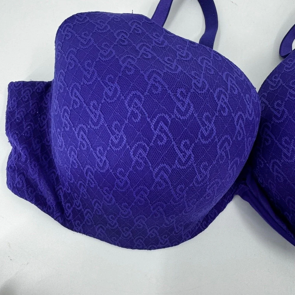 Victorias Secret Very Sexy Demi Bra in Purple‎ Monogram Logo Lace 38DD Underwire